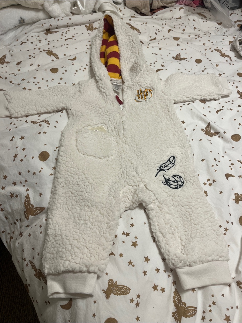 Warner Bros. Harry Potter Cream Sherpa One-Piece with Hood